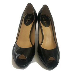 Cole Haan Womens Shoes Heels Black Size 9 Pumps Open Toe Patent Stiletto.